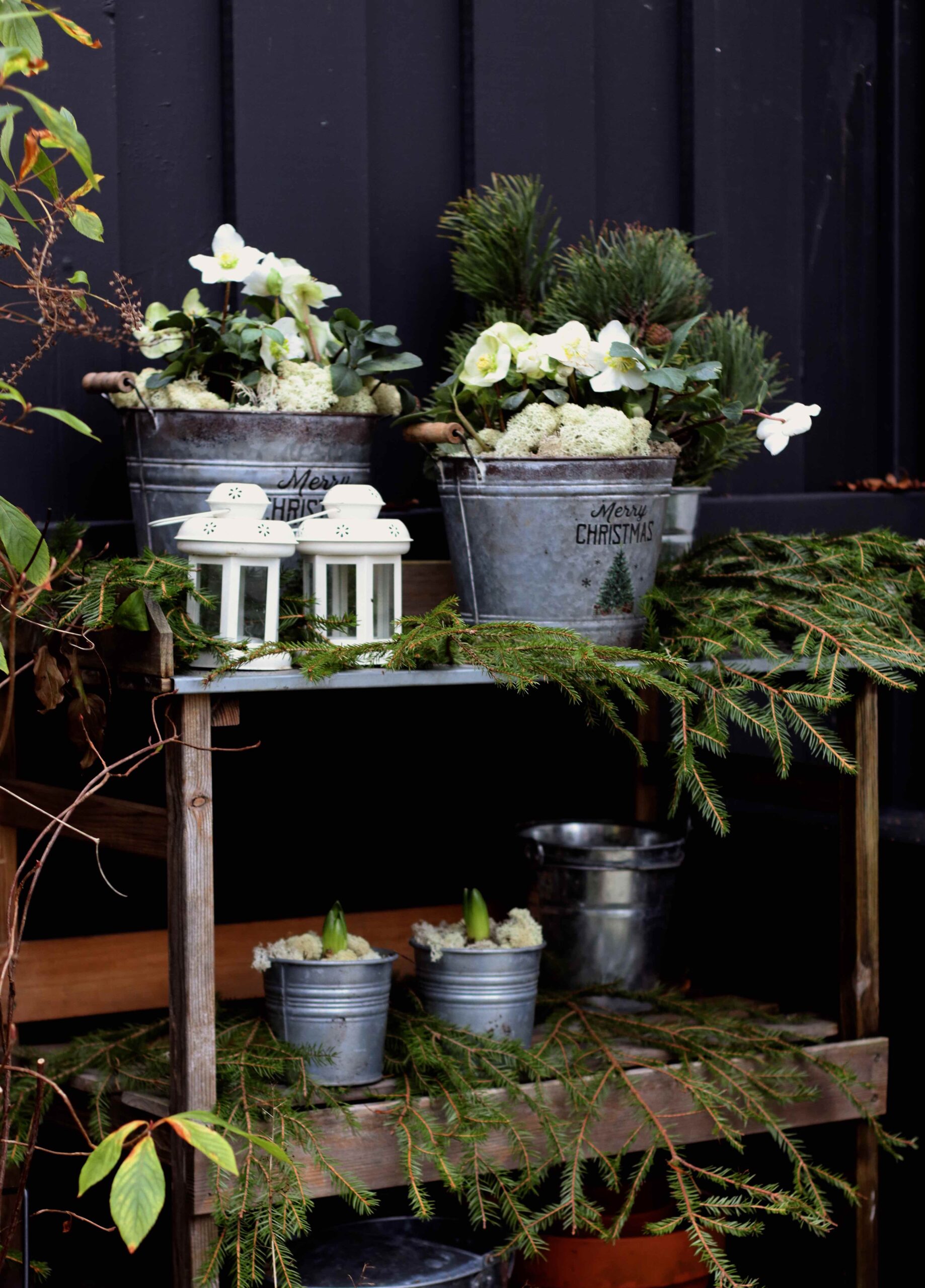 Natalia Lindberg Aménagement de jardin - décorations de Noël extérieures Seau en acier rose de Noël 12