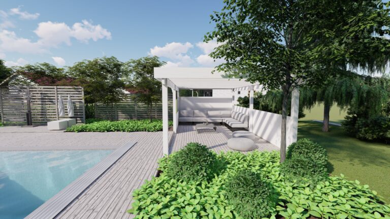 Natalia Lindberg Trädgårdsdesign - trädgård med pool pergola